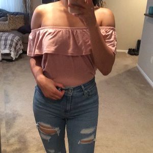 Off the shoulder pink top